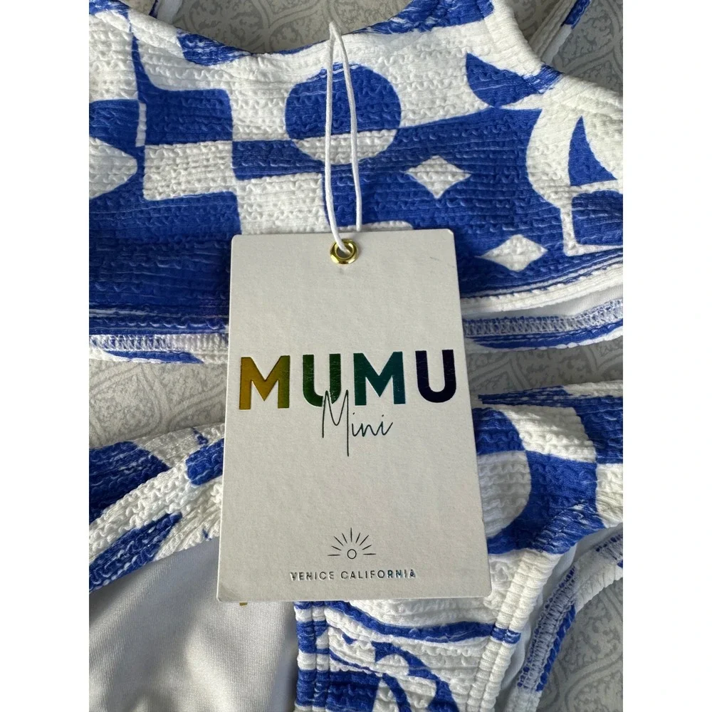 Show Me Your Mumu Girls Groovy Geometric Blue Bikini Set 1T NWT